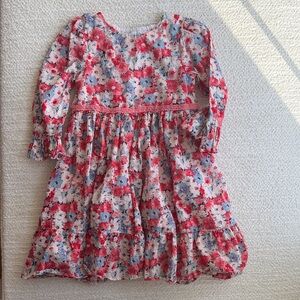 Charming Floral Kids Dress - Red and Blue